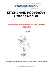 KitchenAid KSB560CV0 Instructions Et Recettes