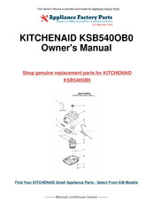 KitchenAid KSB540OB0 Instructions