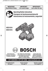 Bosch HDS181A Consignes De Fonctionnement/Sécurité