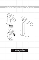 Hansgrohe Metris C 310781 Serie Instructions D'installation