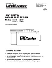 Chamberlain LiftMaster PROFESSIONAL SECURITY+ 1355C Manuel Du Propriétaire