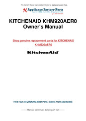 KitchenAid KHM920 Instructions Et Recettes