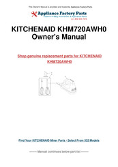 KitchenAid KHM720AWH0 Instructions Et Recettes