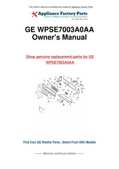 GE WPSE7003A0AA Mode D'emploi