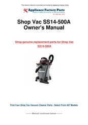 Shop-Vac SS14-500A Manuel D'utilisation