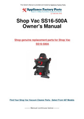 Shop-Vac SS16-500A Manuel D'utilisation