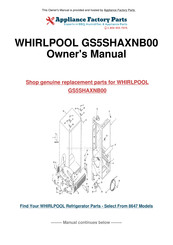 Whirlpool GS5SHAXNB00 Guide D'utilisation Et D'entretien