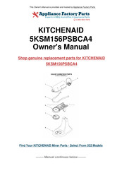 KitchenAid 5KSM156PSBCA4 Mode D'emploi