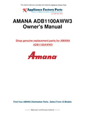 Amana ADB1100AWW3 Instructions D'utilisation