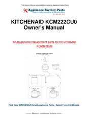 KitchenAid KCM222 Instructions