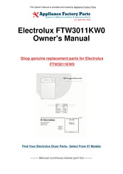 Frigidaire FTW3011KW0 Instructions D'installation