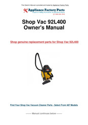 Shop-Vac 92L400 Manuel D'utilisation