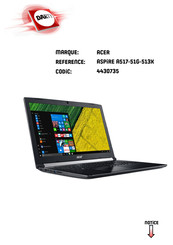 Acer Aspire 5 A517-51G-513X Manuel D'utilisation