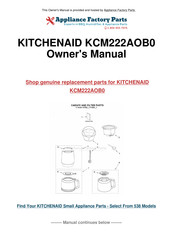 KitchenAid KCM222AOB0 Instructions