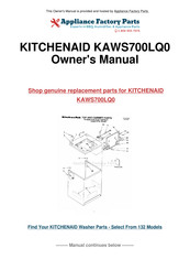 KitchenAid KAWS700LQ0 Instructions Pour L'utilisateur