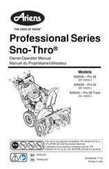 Ariens Sno-Thro Professional Série Manuel Du Propriétaire/Utilisateur