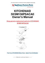 KitchenAid 5KSM156PSACA0 Mode D'emploi