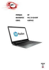 HP Pavilion 17-G145NF Manuel De L'utilisateur