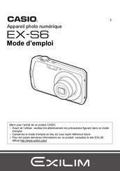 Casio EXILIM EX-S6 Mode D'emploi