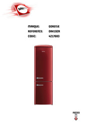 Gorenje ORK192R Notice D'utilisation