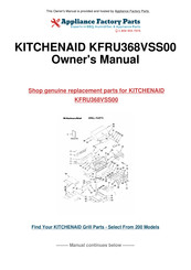 KitchenAid KFRU368VSS00 Instructions D'installation Et Guide D'utilisation Et D'entretien