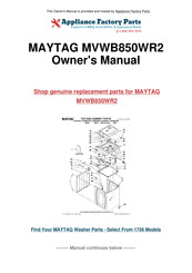 Maytag BRAVOS MVWB850WR2 Guide D'utilisation Et D'entretien