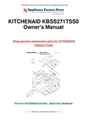 KitchenAid KBSS271TSS0 Instructions D'installation Et Guide D'utilisation Et D'entretien