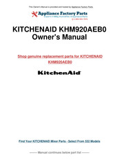 KitchenAid KHM920AEB0 Manuel D'instructions