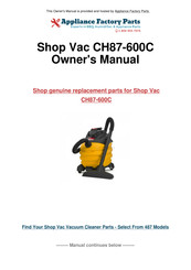 Shop-Vac CH87 Série Manuel D'utilisation