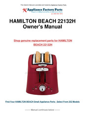 Hamilton Beach 22132H Recettes Et Guide De L'utilisateur