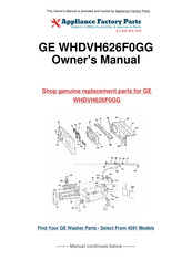 GE WHDVH626F0GG Manuel D'utilisation Et D'installation