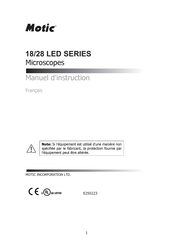 Motic 18 LED Serie Manuel D'instructions