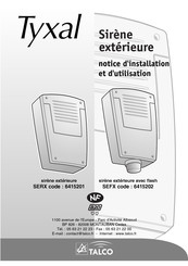 TALCO 5415202 Notice D'installation Et D'utilisation