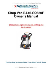 Shop-Vac EA16-SQ650F Manuel D'utilisation