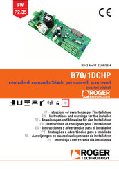 Roger Technology B70/1DCHP Instructions Et Consignes Pour L'installateur