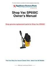 Shop-Vac SP650C Manuel D'utilisation