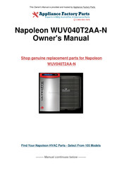 Napoleon WUV120T5BA-N Instructions D'installation Et D'opération