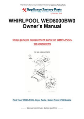 Whirlpool CABRIO WED8000BW0 Guide D'utilisation Et D'entretien