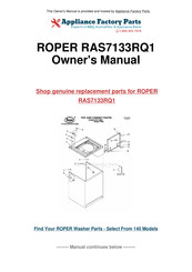 Whirlpool ROPER RAS7133RQ1 Instructions D'utilisation