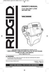 RIDGID VAC30000 Manuel Du Propriétaire