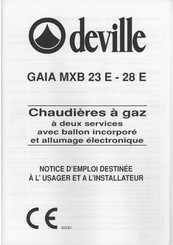 deville GAIA MXB 28 E Notice D'emploi Destinée À L'usager Et À L'installateur