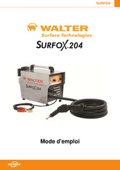 Walter Surface Technologies Surfox 204 Mode D'emploi