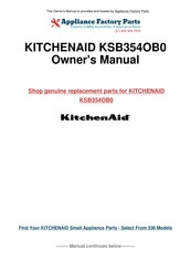 KitchenAid KSB354OB0 Instructions