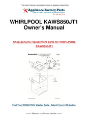 KitchenAid KAWS850JT1 Guide D'utilisation Et D'entretien