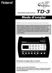 Roland V-DRUMS TD-3 Mode D'emploi