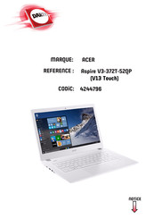 Acer Aspire V13 Touch V3-372T-52QP Manuel D'utilisation