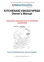 KitchenAid KBGS274PSS Instructions D'installation Et Guide D'utilisation Et D'entretien