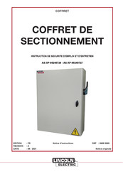 Lincoln Electric 8695 5869 Instruction De Securite D'emploi Et D'entretien