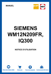 Siemens WM12N209FR Manuel D'utilisation Et Notice D'installation