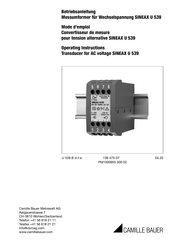 Camille Bauer SINEAX U 539 Mode D'emploi